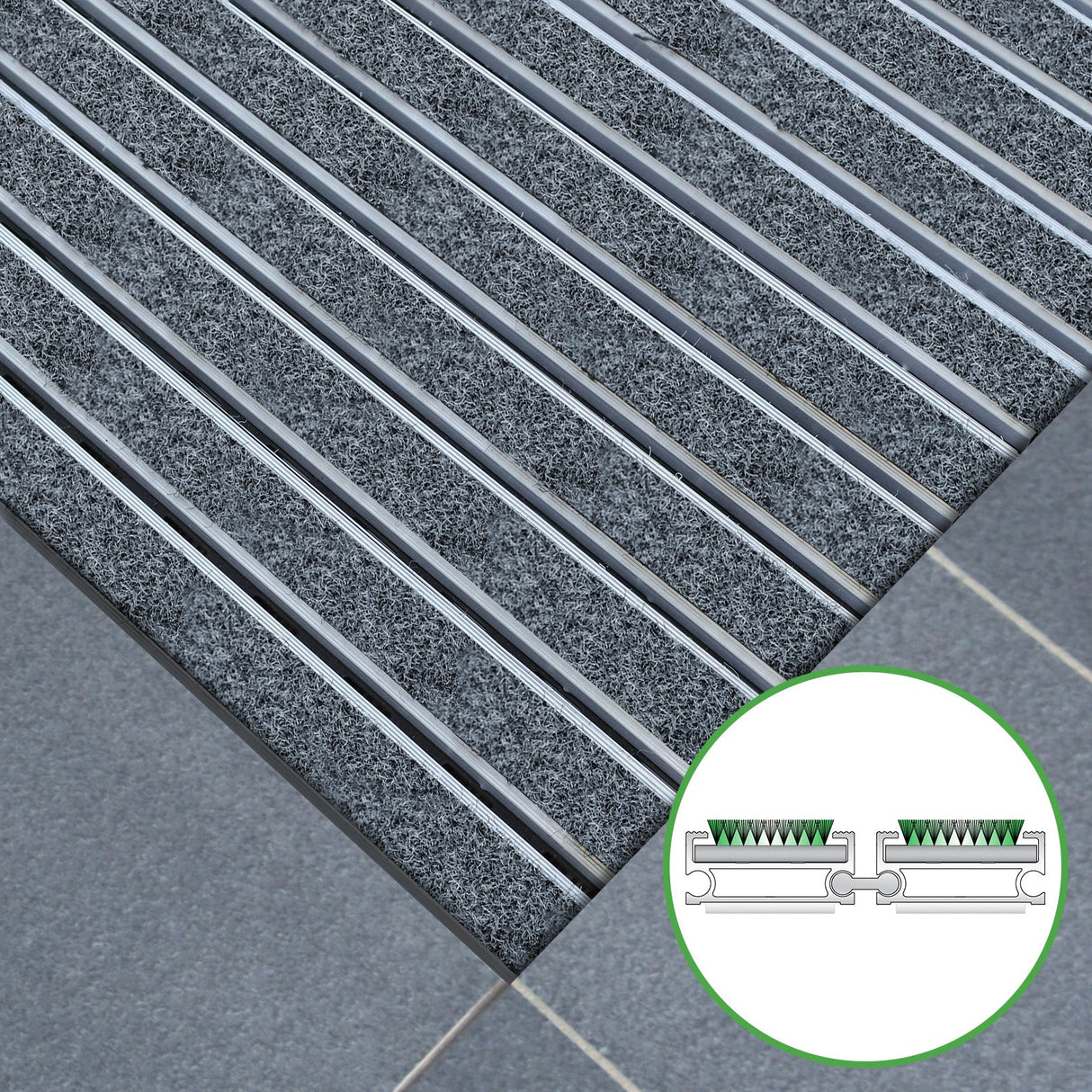 Eingangsmatte ALUFLOW - Teppich-Einlage für Innenbereiche - 3 Stärken - Zone 3 Länge: 60cm x Breite: 100cm [ID:1788207075099]