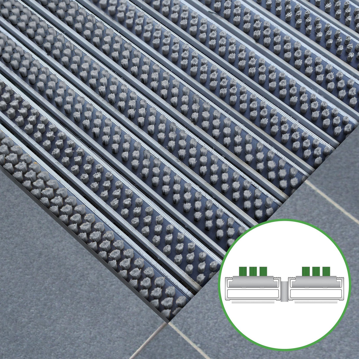 Eingangsmatte ALUPRO - Bürsten-Einsatz für Außenbereich - 3 Stärken - Zone 1 Länge: 100cm x Breite: 100cm [ID:1788098522724]