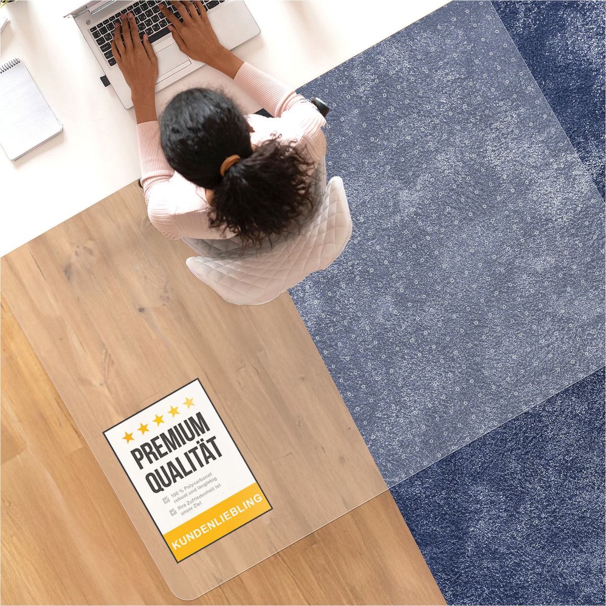 Tapis de protection de sol pour chaises de bureau - transparent pour sols durs ou moquettes - ECO Premium