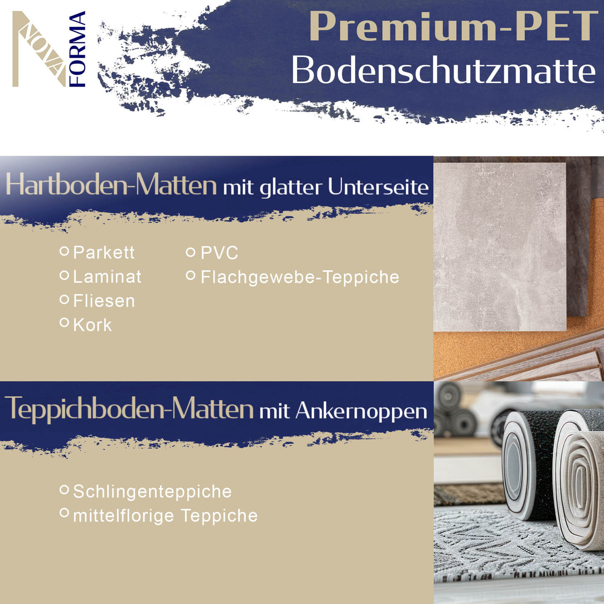 Bodenschutzmatte DURA-MAT - Transparente Bürostuhlunterlage - Für Hartböden