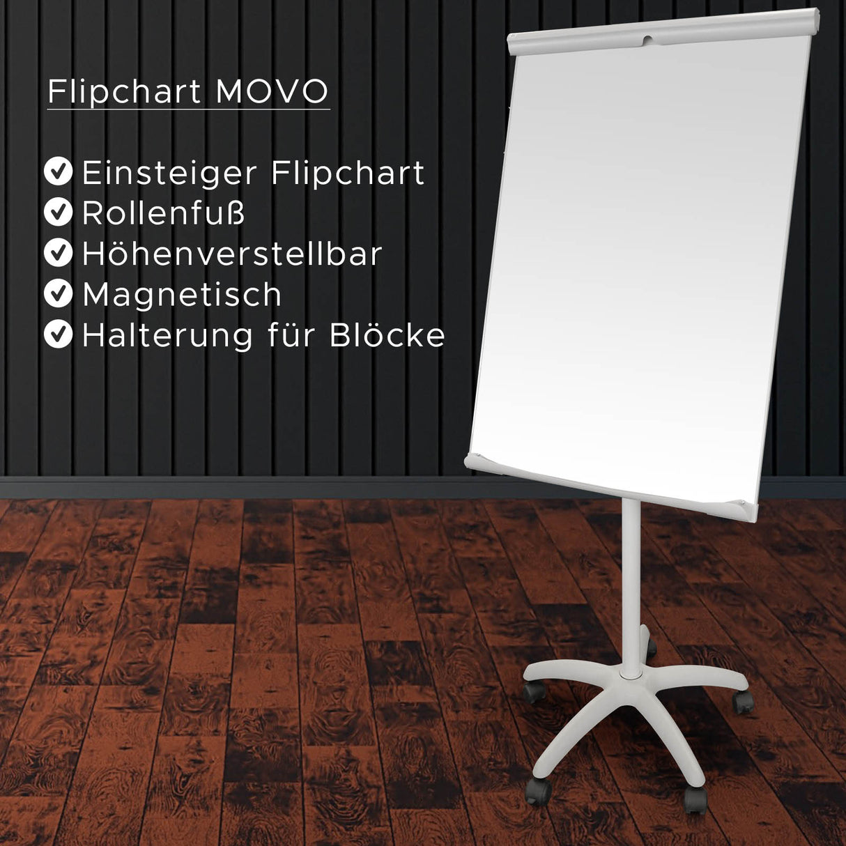 Tableau blanc MOVO | Hauteur réglable | Enroulable | Magnétique