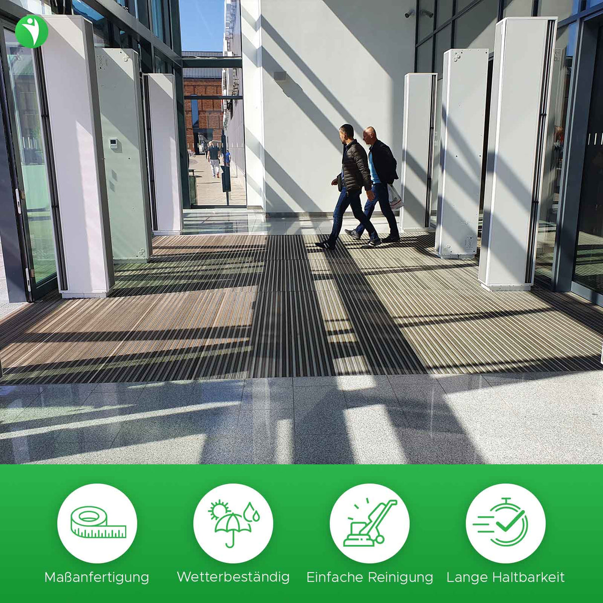 Aluflow Gummi in Anwendung am Eingangsbereich einer Firma