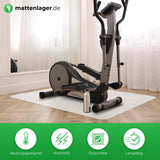 Bodenschutzmatte Milky in Anwendung mit Hometrainer auf hellem Laminat 
