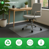 Bodenschutzmatte Eco-Mat Premium auf grauem Teppichboden im HomeOffice mit Bürostuhl