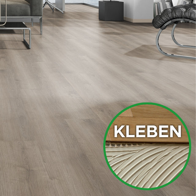 OAK PRO Bodendielen zum Kleben bei Mattenlager | 01 Eiche Taupe