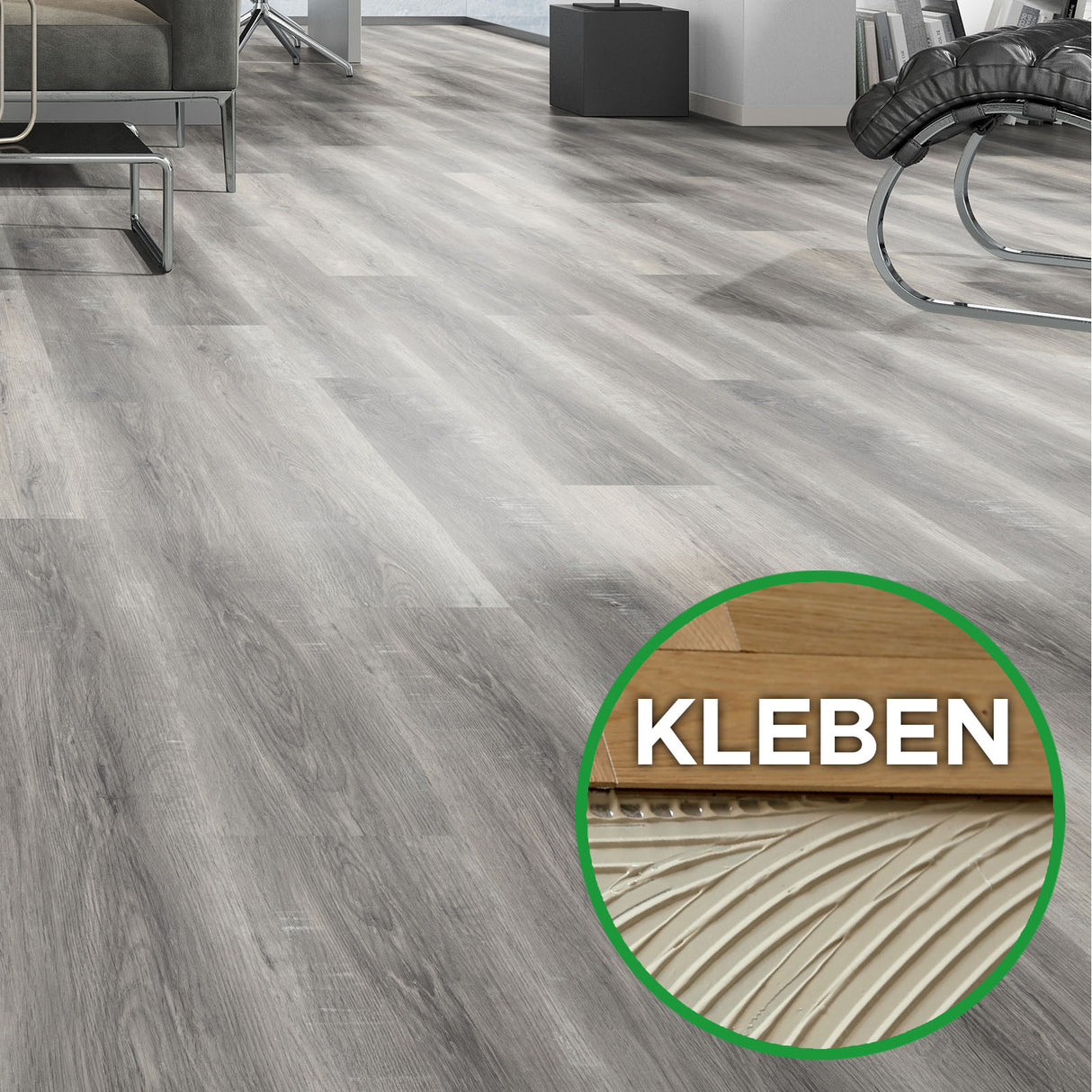 OAK PRO Bodendielen zum Kleben bei Mattenlager | 04 Eiche Graphit