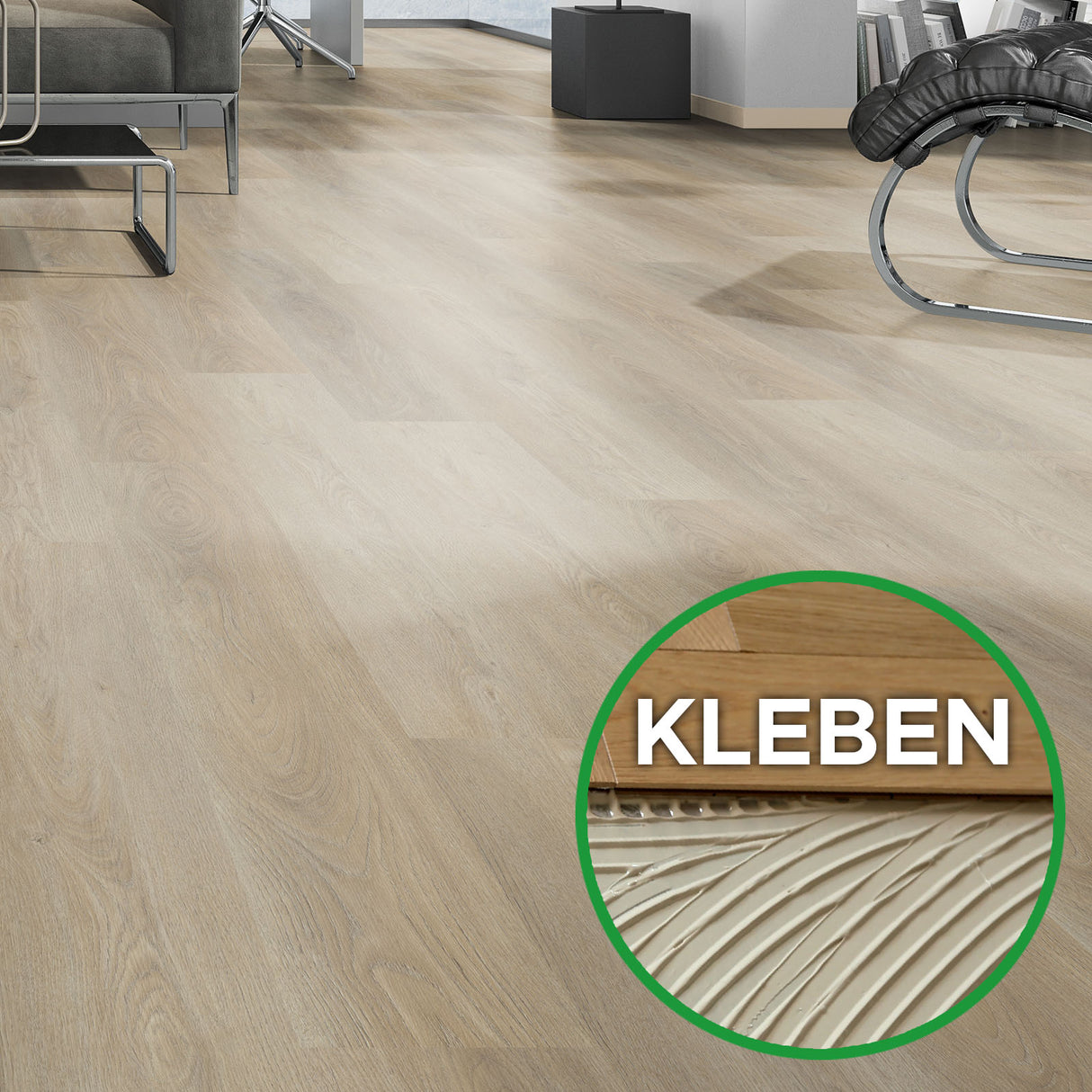 OAK PRO Bodendielen zum Kleben bei Mattenlager | 17 Eiche Sand