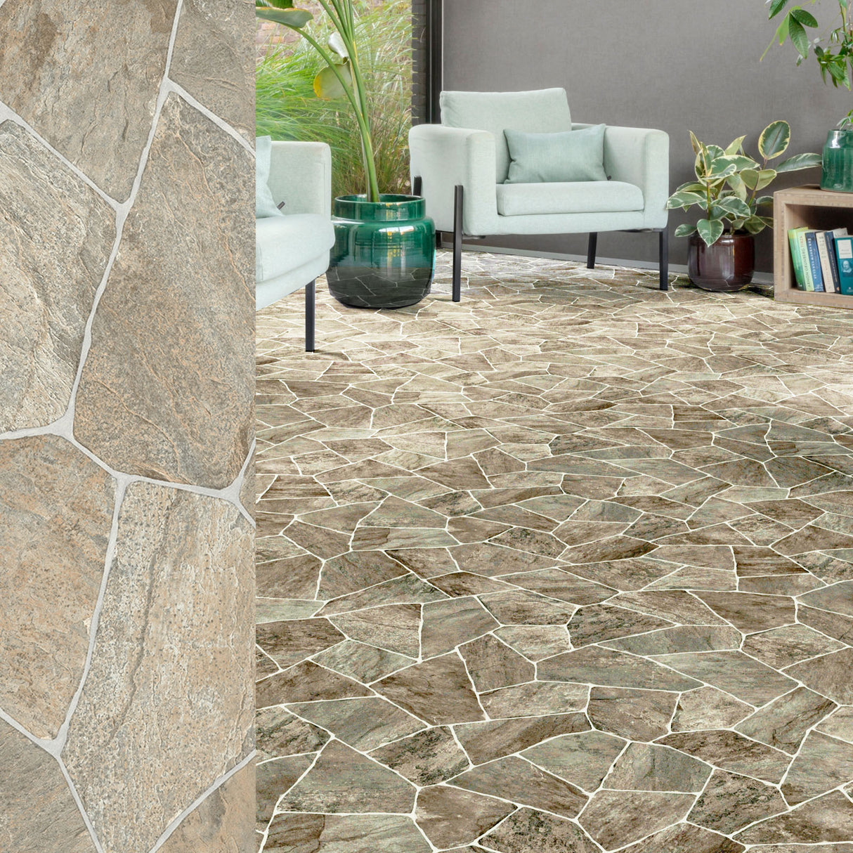 PVC Bodenbelag SHATTER von Mattenlager | Bruchstein Beige