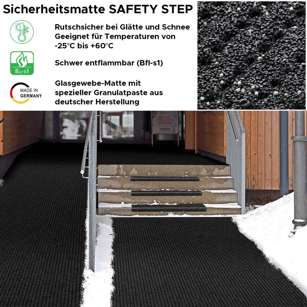 Sicherheitsmatte SAFETY STEP Anwendung Eingangsbereich Mattenlager | Anthrazit