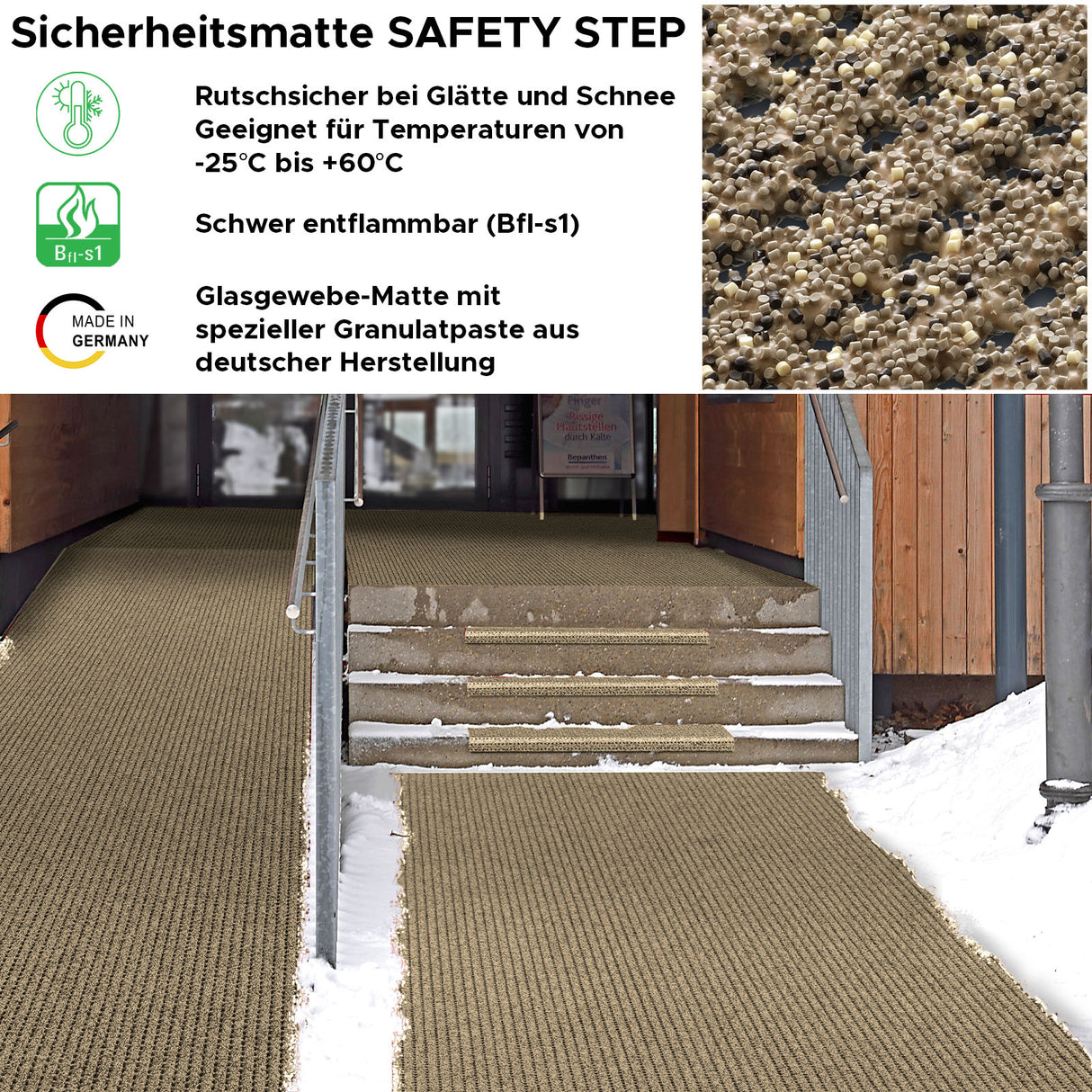 Sicherheitsmatte SAFETY STEP Anwendung Eingangsbereich Mattenlager | Beige