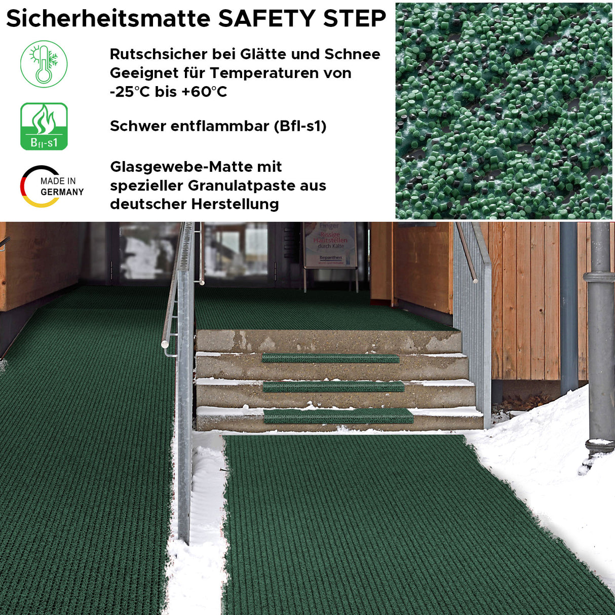 Sicherheitsmatte SAFETY STEP Anwendung Eingangsbereich Mattenlager | Grün