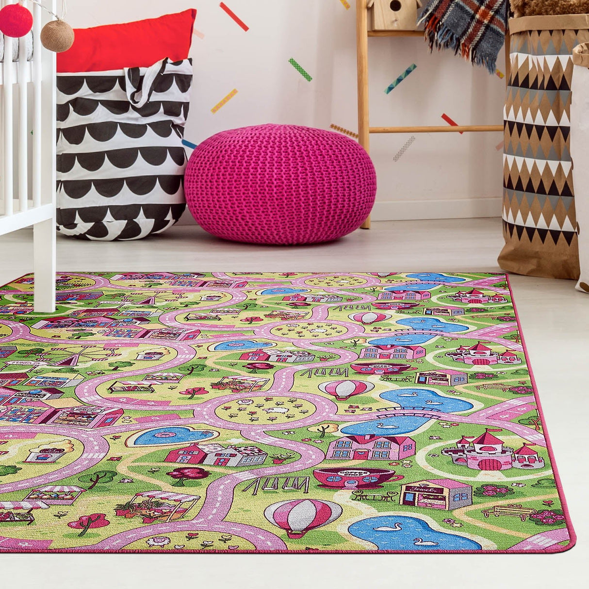 Kinderspielteppich CANDY TOWN - Ein Traum in Pink