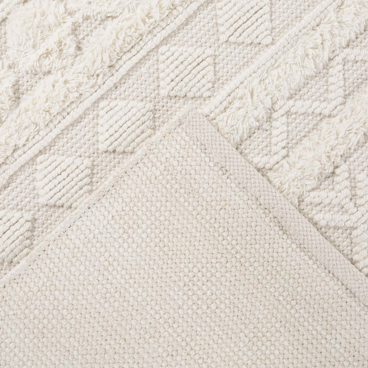 Handweb-Teppich DALTON Nahaufnahme Mattenlager | Creme