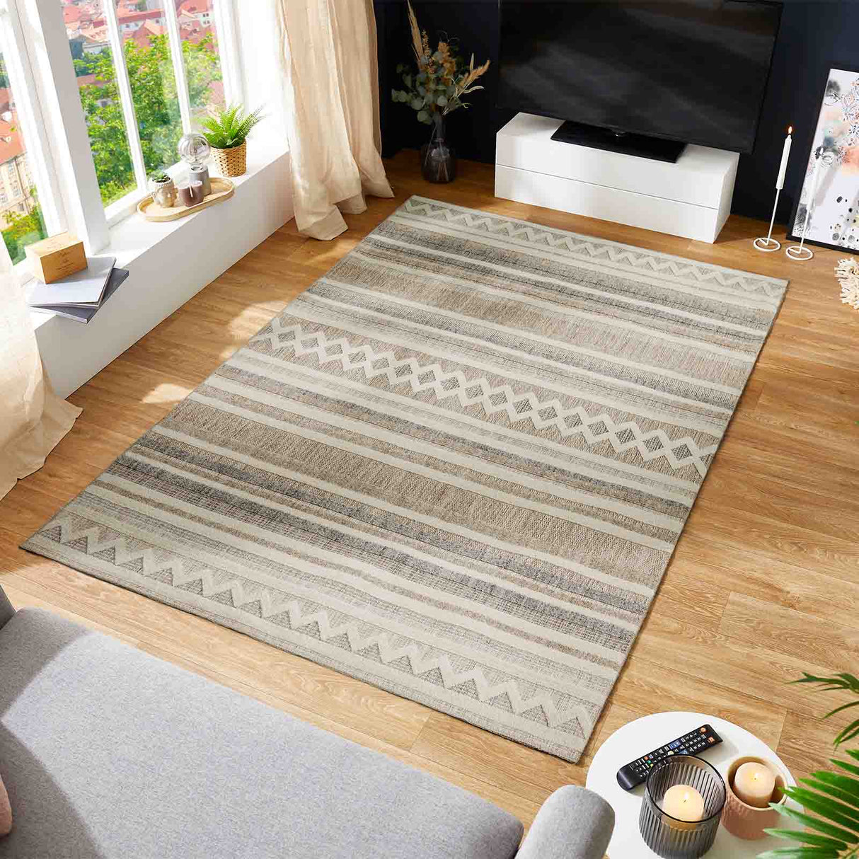 Web-Teppich PARKER Anwendung Zimmer Mattenlager | Creme-Grau