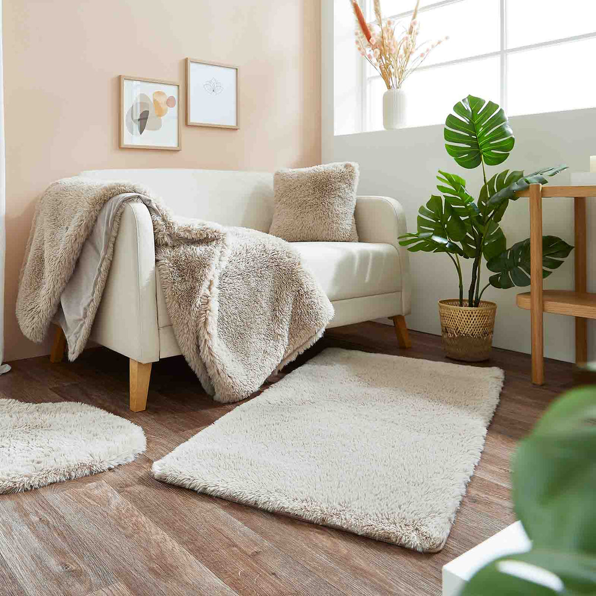 Dekofell-Teppich VELARO Anwendung Zimmer Mattenlager | Sand