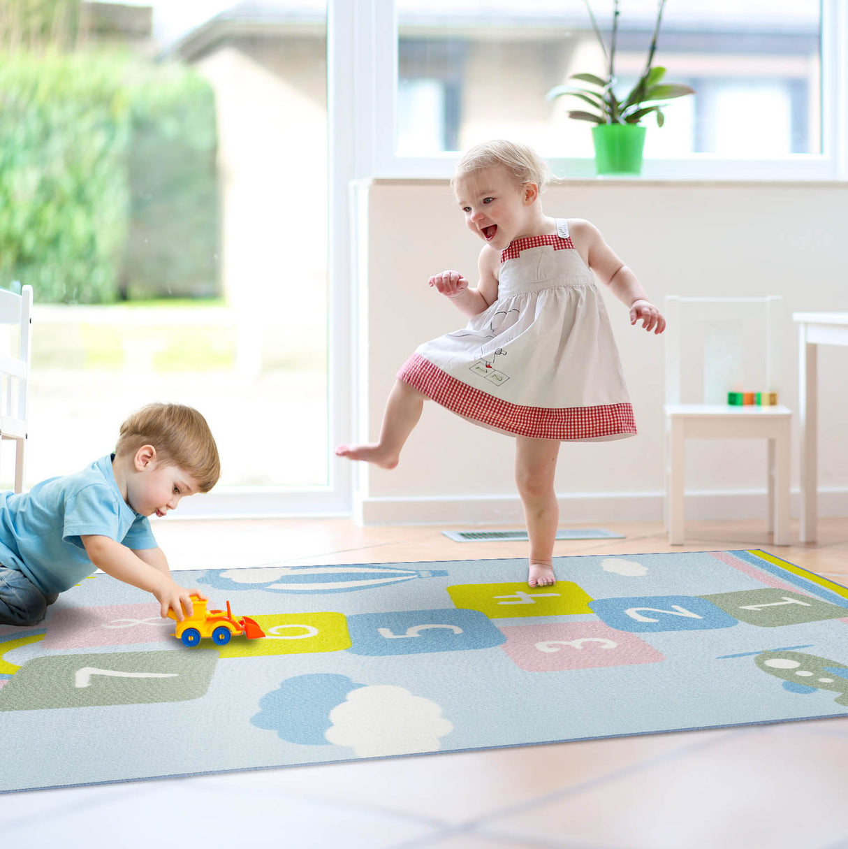 Wende-Spielteppich WENDY - Straßenteppich und Hüpfkästchen