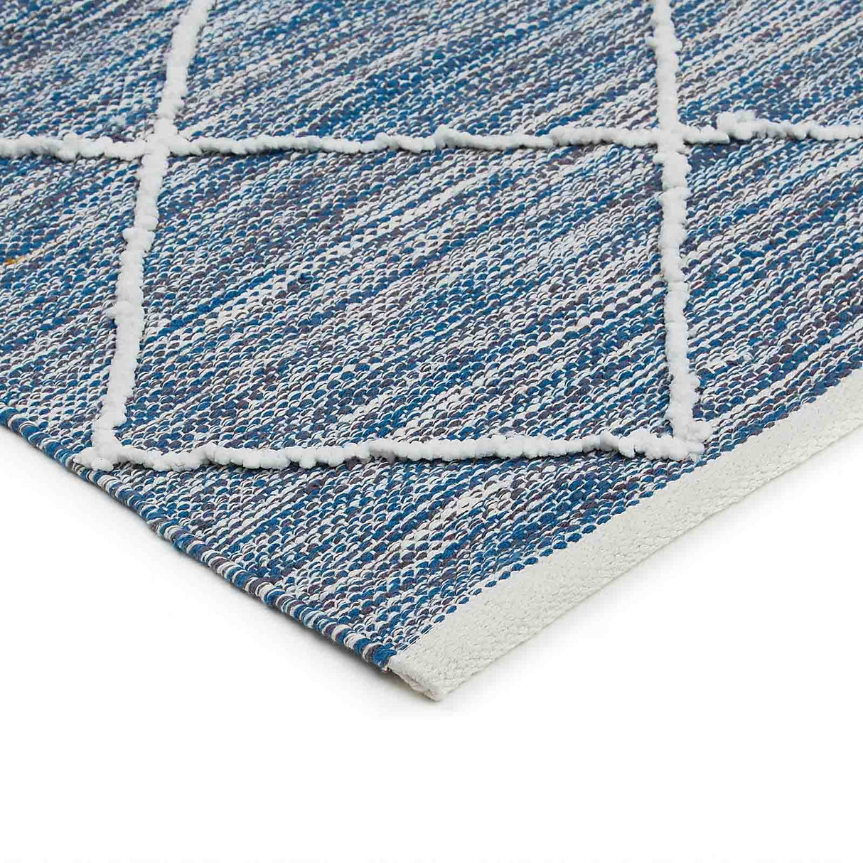 Handweb-Teppich MONTARA Ecke Mattenlager | Blau