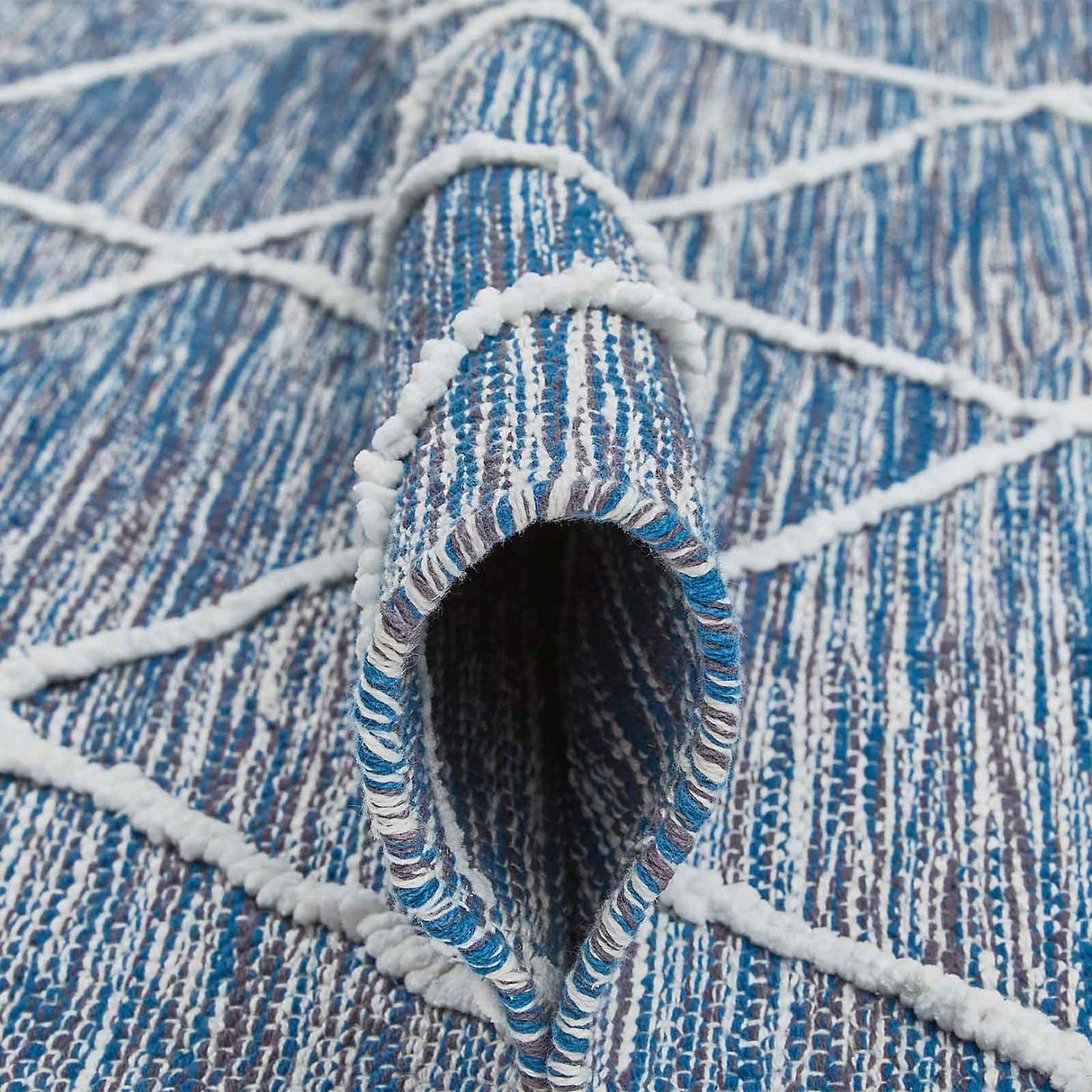 Handweb-Teppich MONTARA Welle Mattenlager | Blau