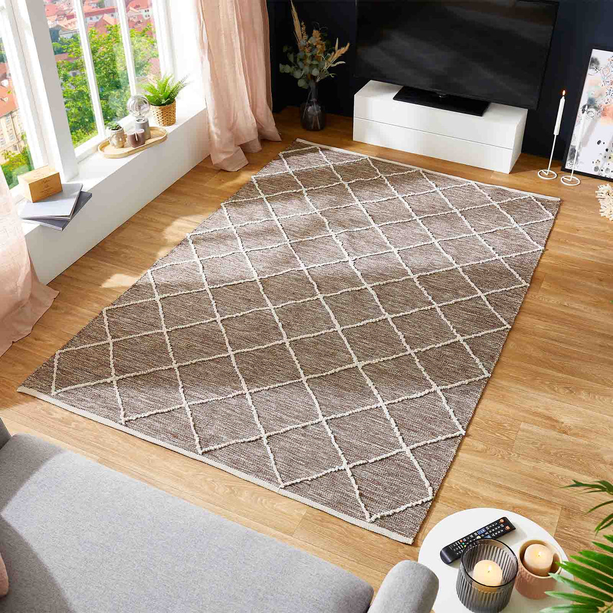 Handweb-Teppich MONTARA Anwendung Zimmer Mattenlager | Braun