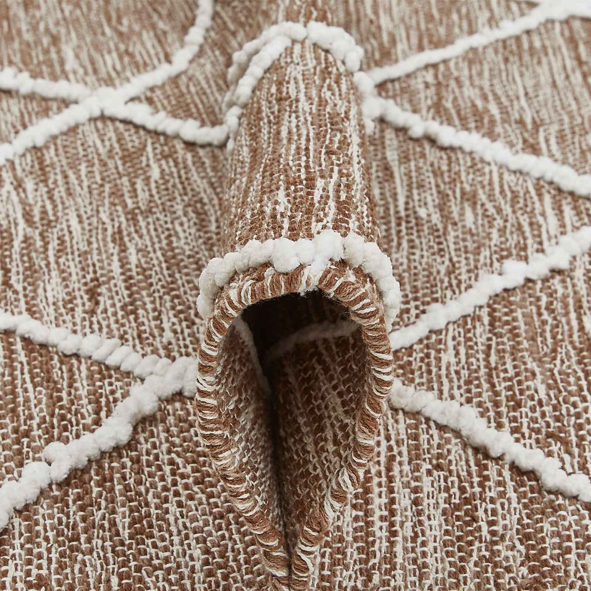 Handweb-Teppich MONTARA Welle Mattenlager | Braun