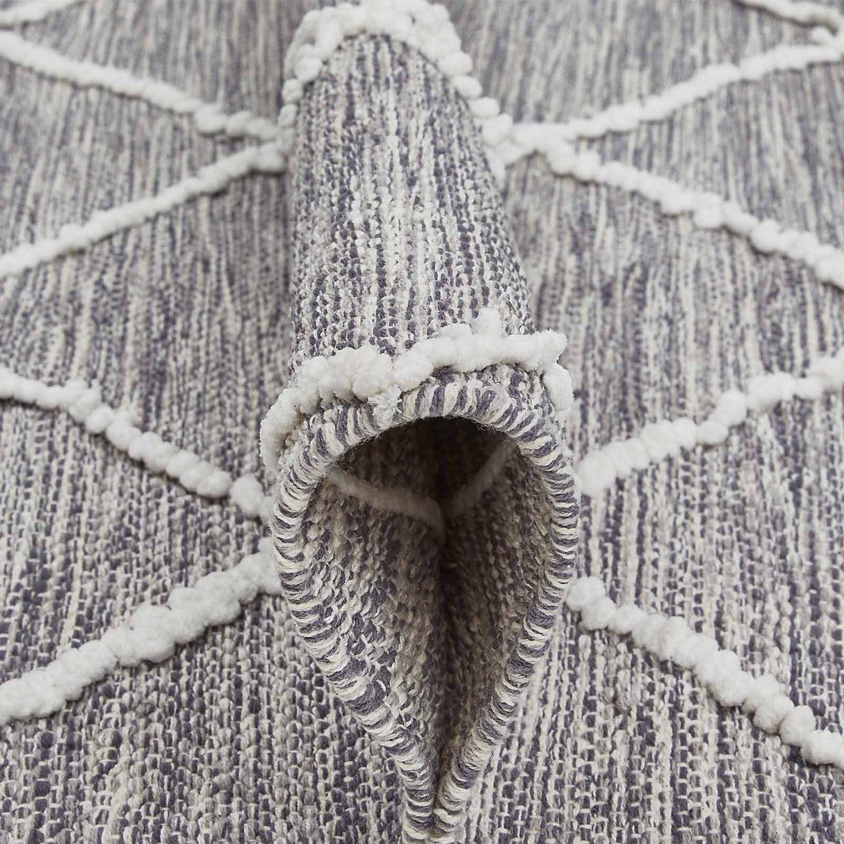 Handweb-Teppich MONTARA Welle Mattenlager | Grau