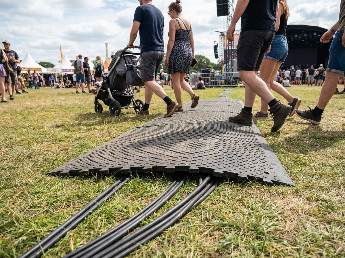 Kabelschutzmatten aus Gummi – Kabel und Schläuche sicher auf dem Boden verlegen | mattenlager.de