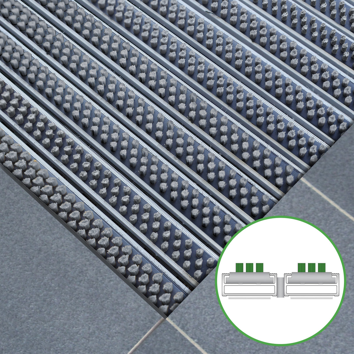 Eingangsmatte ALUPRO mit Bürsten-Einsatz | Hellgrau