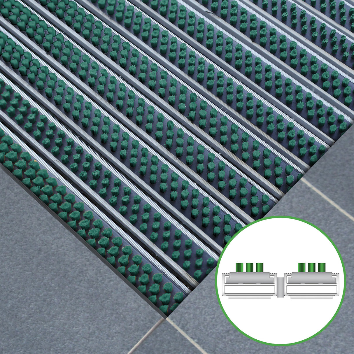 Eingangsmatte ALUPRO mit Bürsten-Einsatz | Dunkelgrün