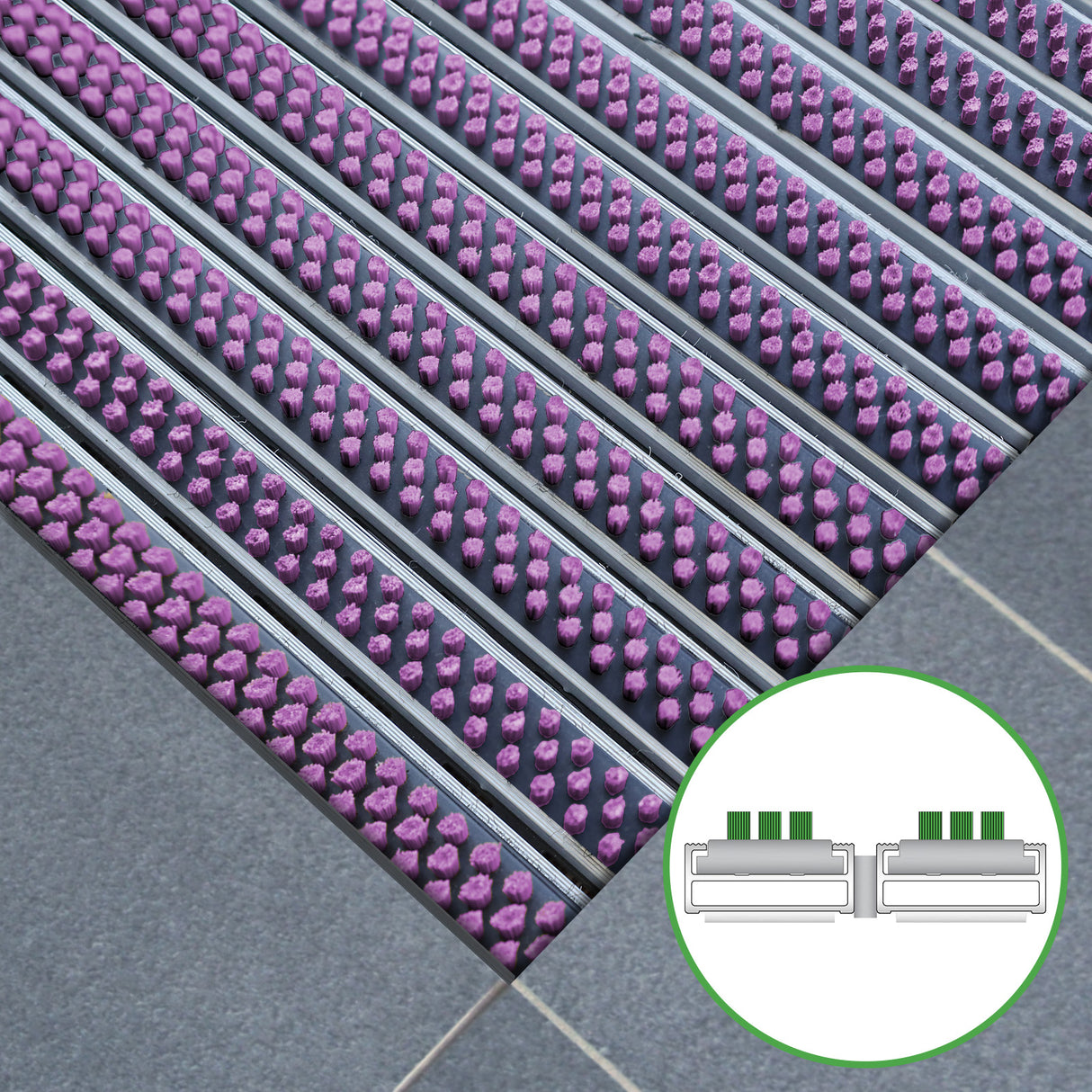 Eingangsmatte ALUPRO mit Bürsten-Einsatz | Lila