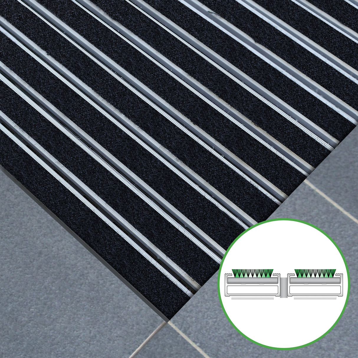 Eingangsmatte ALUPRO mit Teppich-Einsatz Mattenlager | Schwarz