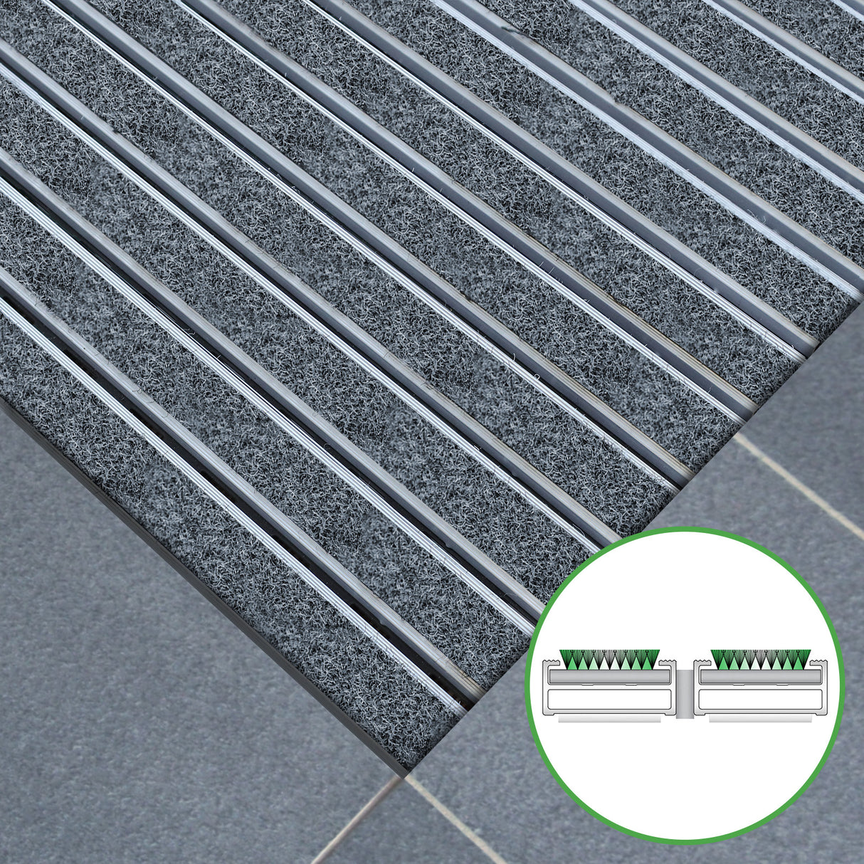 Eingangsmatte ALUPRO mit Teppich-Einsatz Mattenlager | Grau