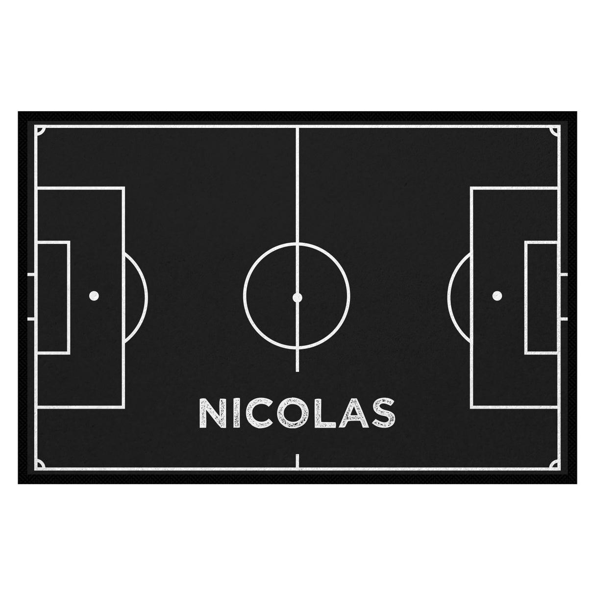 Fußmatte SPORT STYLE - Design "Fußballfeld mit Name" - personalisierbar | Schwarz/Weiß