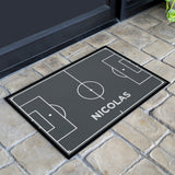 Fußmatte SPORT STYLE - Design "Fußballfeld mit Name" - personalisierbar | Dunkelgrau/Weiß