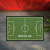 Fußmatte SPORT STYLE - Design "Fußballfeld mit Name" - personalisierbar | Kiwi/Weiß