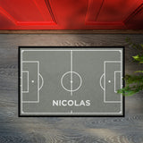 Fußmatte SPORT STYLE - Design "Fußballfeld mit Name" - personalisierbar | Nebel/Weiß