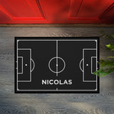 Fußmatte SPORT STYLE - Design "Fußballfeld mit Name" - personalisierbar | Schwarz/Weiß