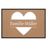 personalisierte Fußmatte Family Heart - Mocca