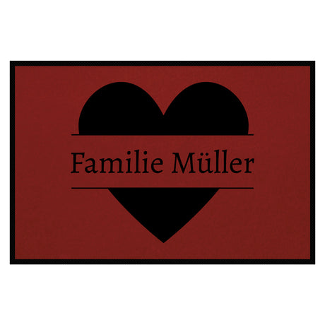 personalisierte Fußmatte Family Heart - Rot
