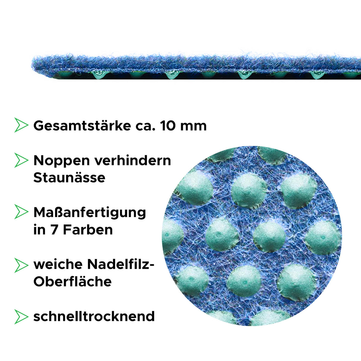 Balkonteppich mit Noppen | Blau