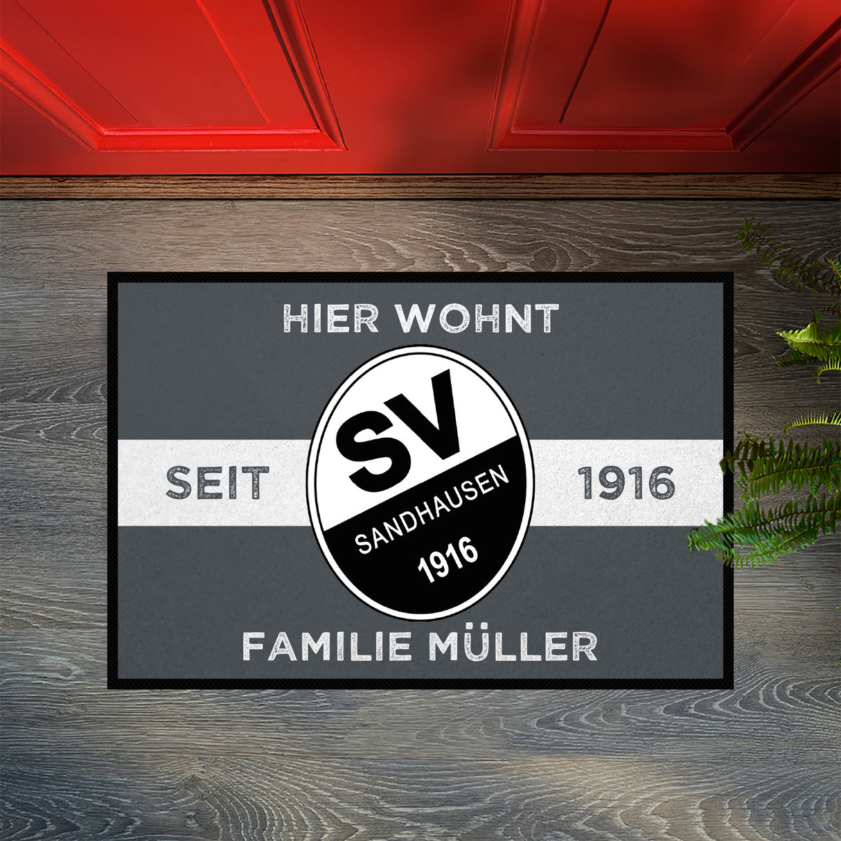Design Fußmatten für echte SVS-Fans: Hier wohnt Familie XY | Dunkelgrau/Weiß