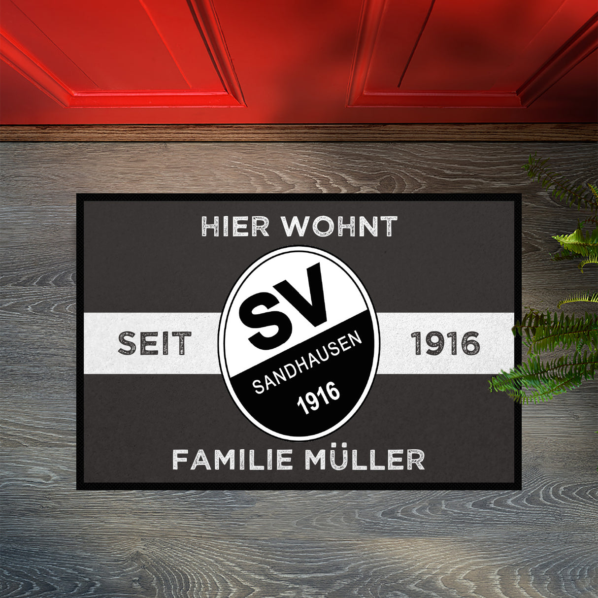 Design Fußmatten für echte SVS-Fans: Hier wohnt Familie XY | Schiefer/Weiß