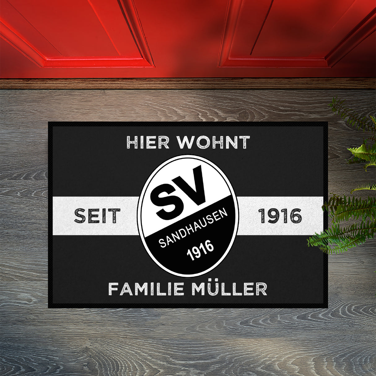 Design Fußmatten für echte SVS-Fans: Hier wohnt Familie XY | Schwarz/Weiß