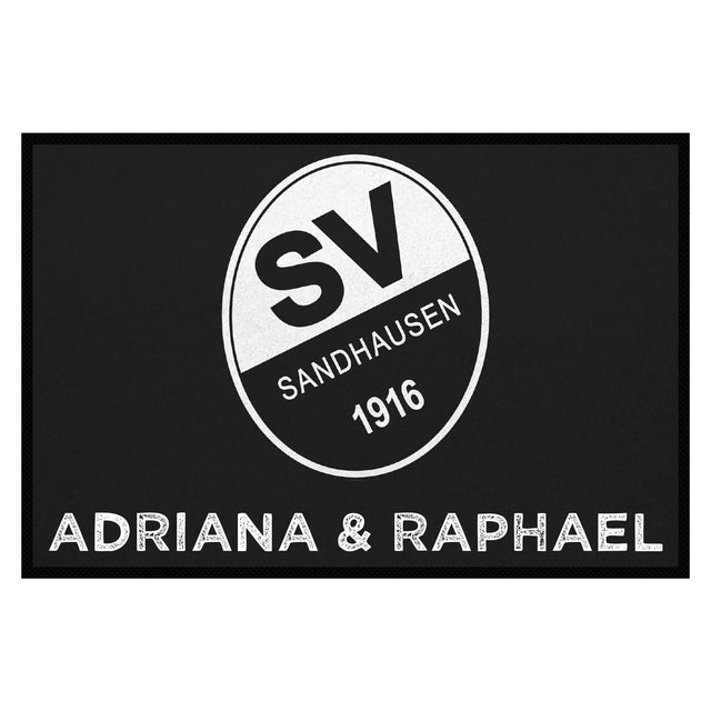 Fußmatte SVS-FANMATTE - Design "Logo mit Name" - personalisierbar | Schwarz/Weiß