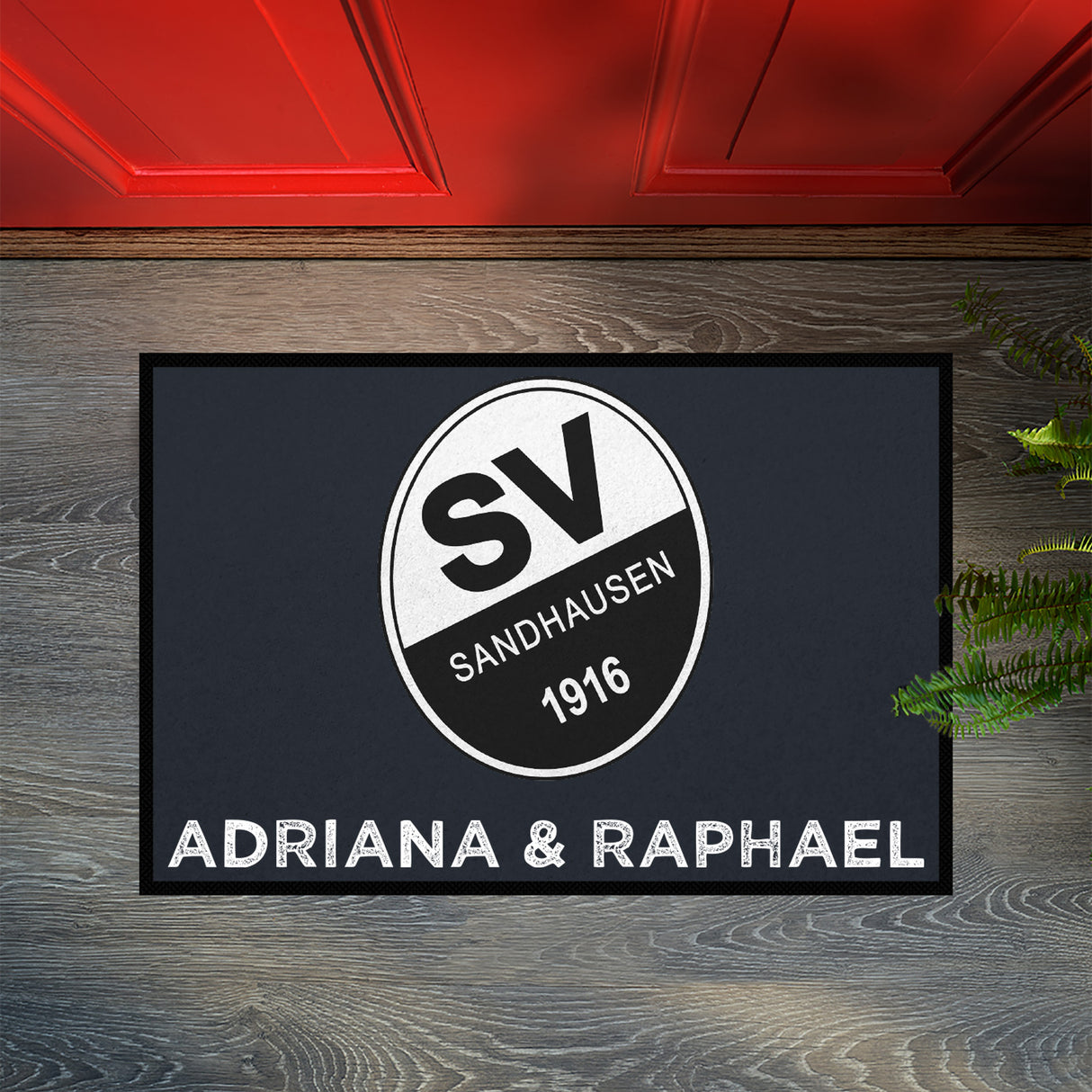 Fußmatte SVS-FANMATTE - Design "Logo mit Name" - personalisierbar | Anthrazit/Weiß