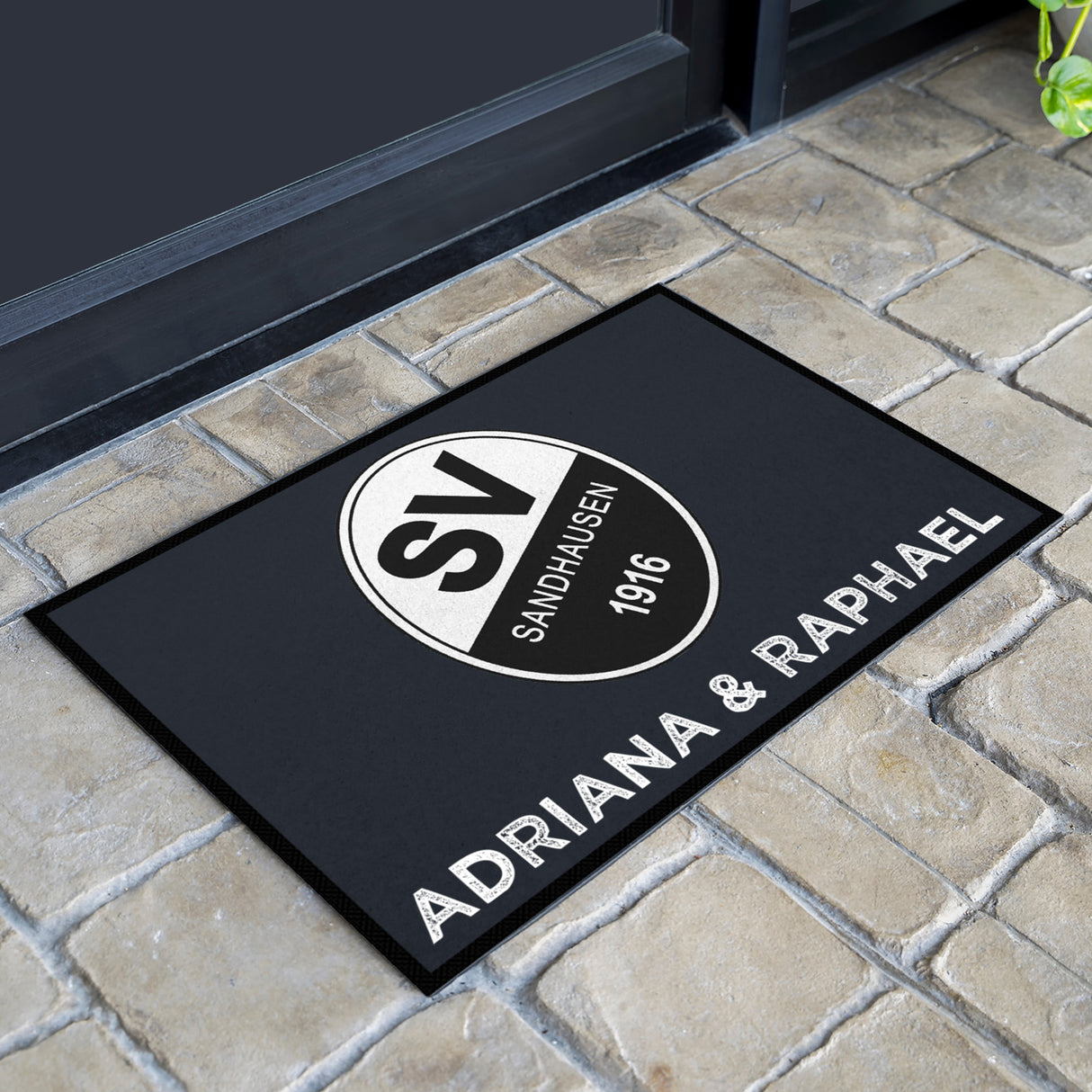 Fußmatte SVS-FANMATTE - Design "Logo mit Name" - personalisierbar | Anthrazit/Weiß