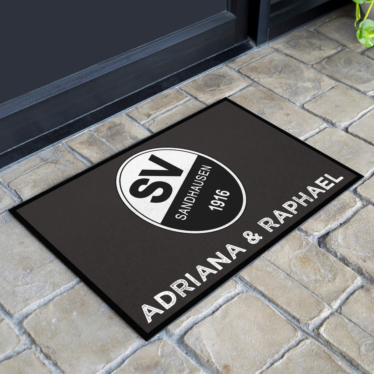 Fußmatte SVS-FANMATTE - Design "Logo mit Name" - personalisierbar | Schiefer/Weiß