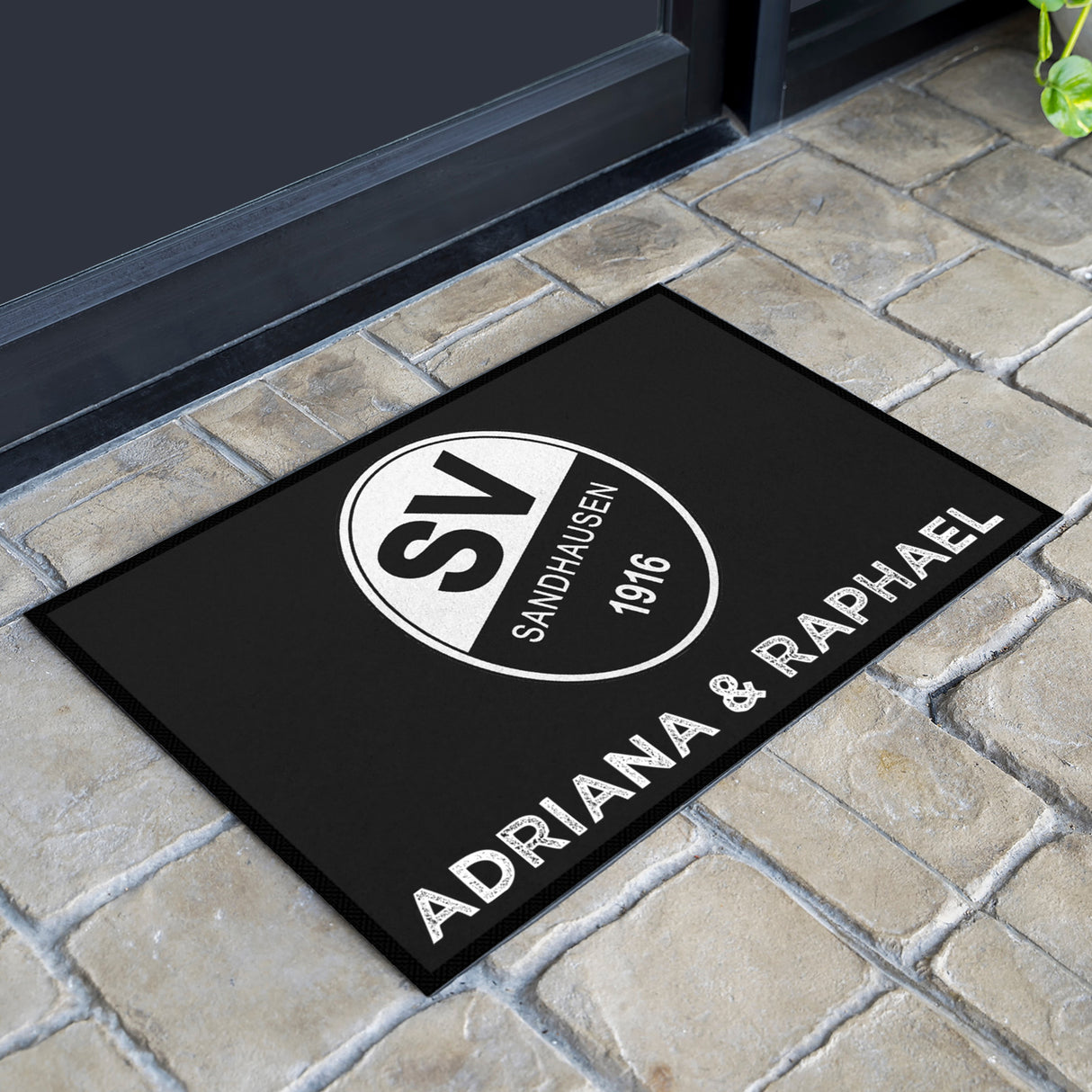 Fußmatte SVS-FANMATTE - Design "Logo mit Name" - personalisierbar | Schwarz/Weiß