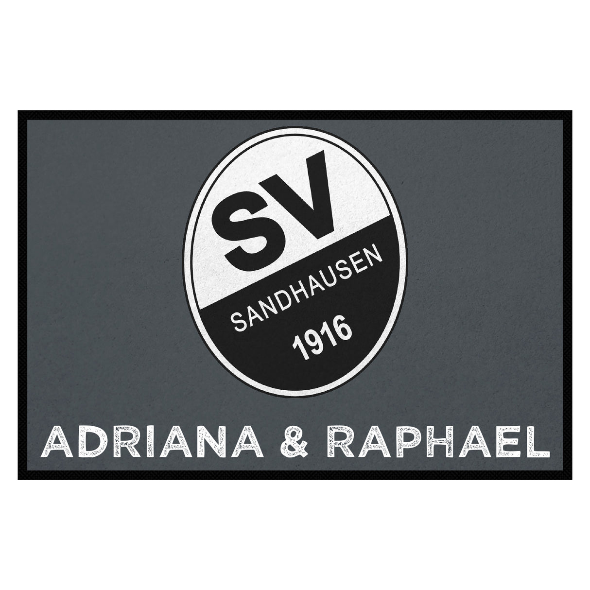 Fußmatte SVS-FANMATTE - Design "Logo mit Name" - personalisierbar | Dunkelgrau/Weiß