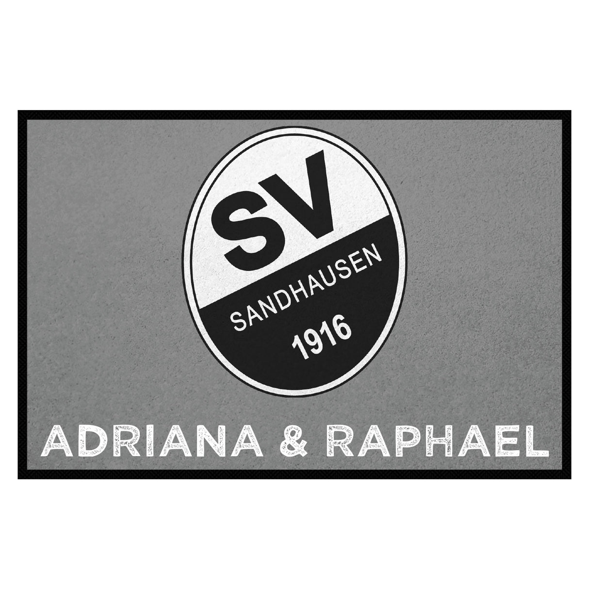 Fußmatte SVS-FANMATTE - Design "Logo mit Name" - personalisierbar | Mittelgrau/Weiß
