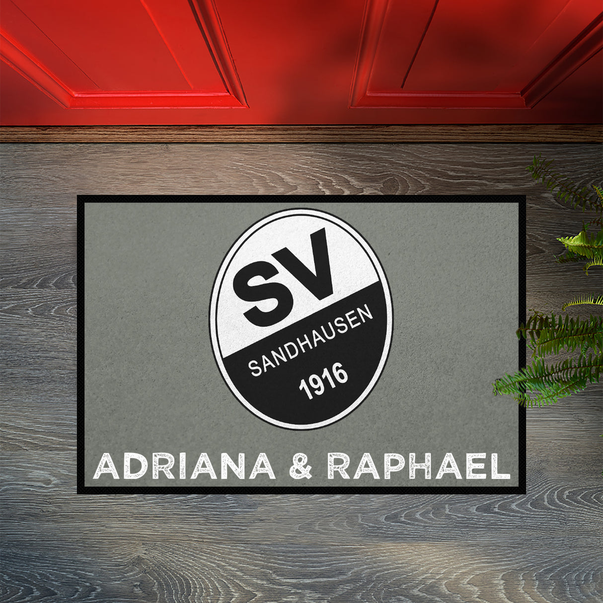 Fußmatte SVS-FANMATTE - Design "Logo mit Name" - personalisierbar | Nebel/Weiß